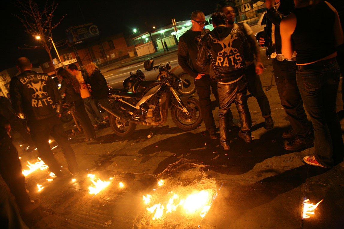 East Bay Rats Motorcycle Club / Oakland / Erm, the sidewalk's on fire