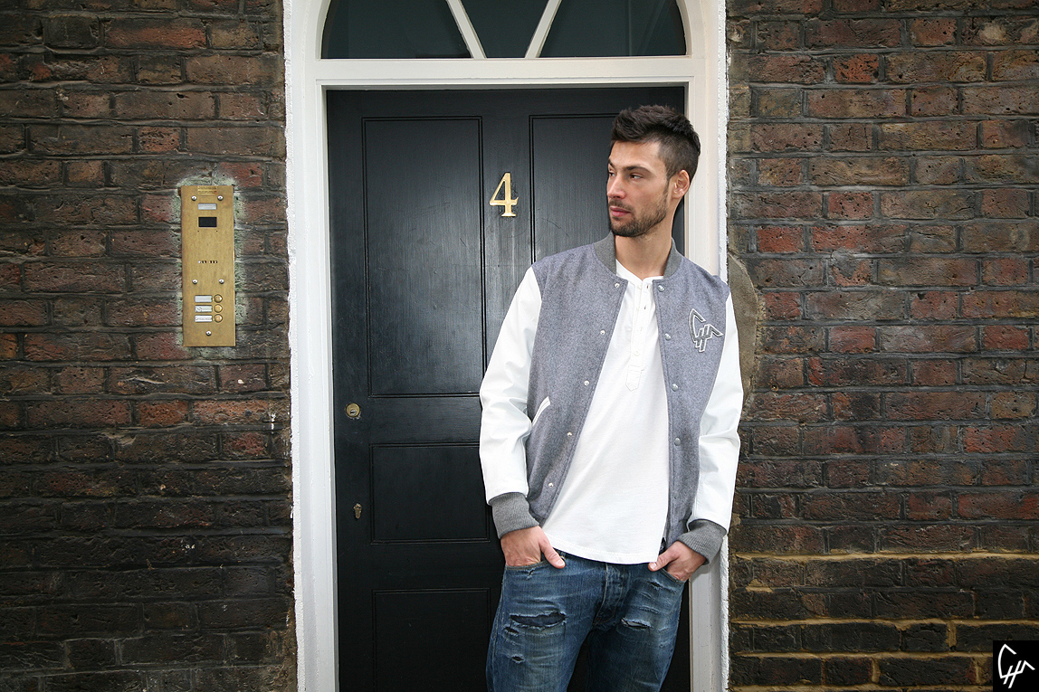 Chateau Roux Baseball Jacket / Grey & white